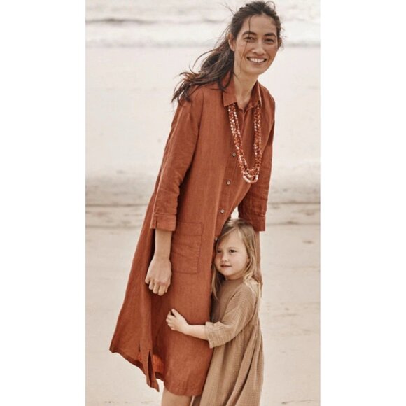 J•Jill Brown Button Front Long Sleeve Maxi Dress Cotton Beach Resort Casual XL - Picture 1 of 8